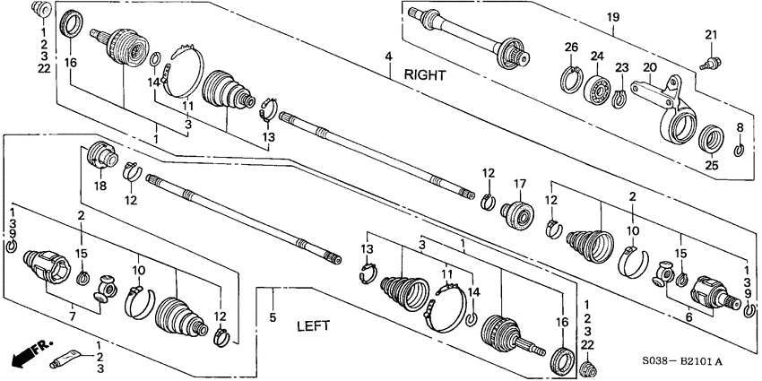 Front driveshaft/ half shaft