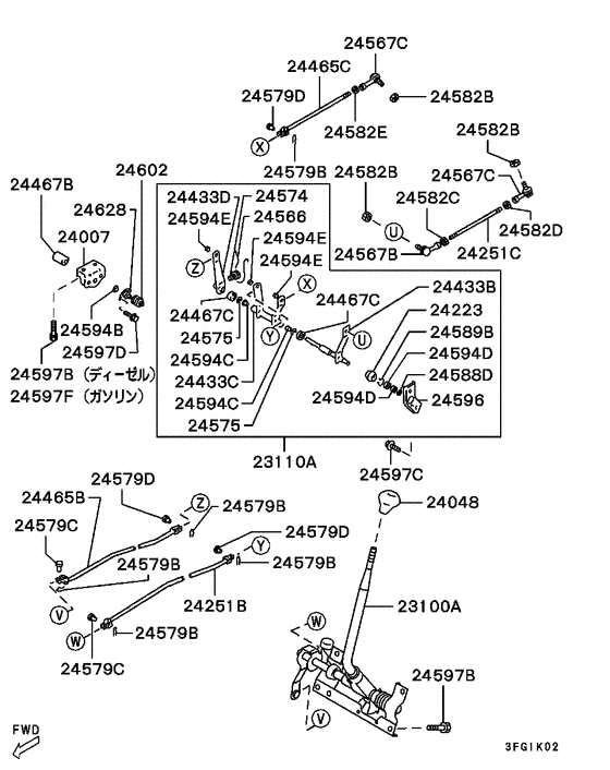 M/t floor shift linkage