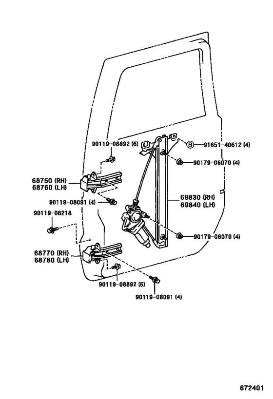 Rear Door Window Regulator & Hinge