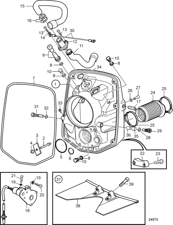 Transom shield: port