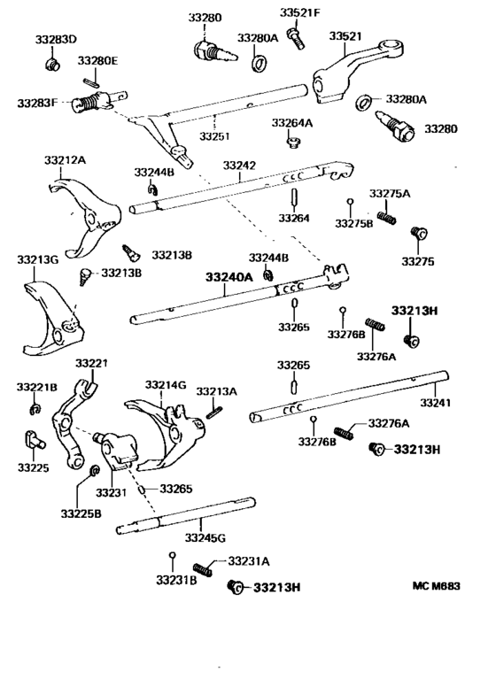 Gear Shift Fork & Lever Shaft (Mtm)