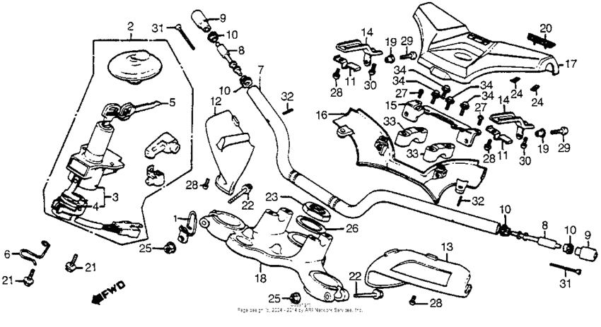Handlebar + top bridge key set + steering stem +