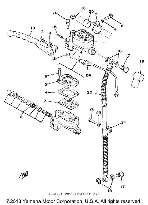 Front master cylinder brake hose for 1979 Yamaha RD RD60 USA sales