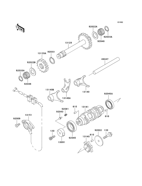 Gear change drum/shift fork(s)