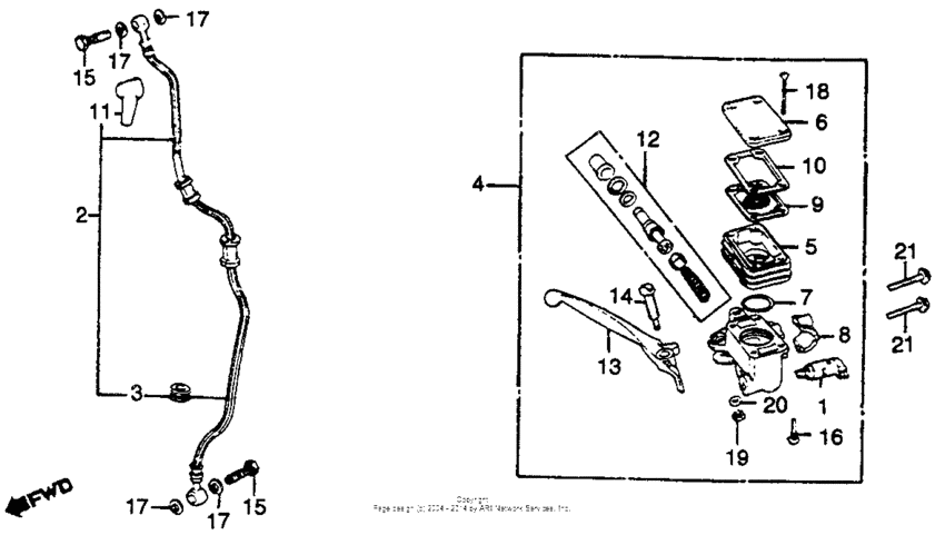 Cb750k/lfront brake master cyl 79-80