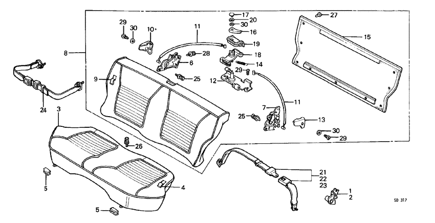 Rear seat component