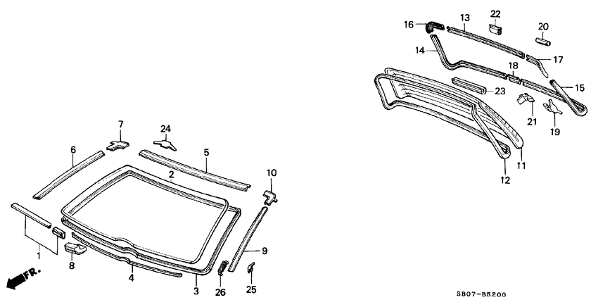 Front windshield/ rear windshield
