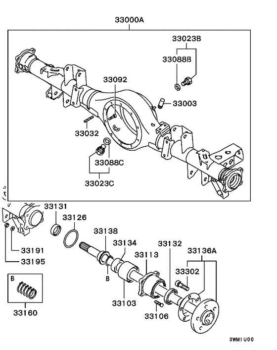 Rear axle housing & shaft