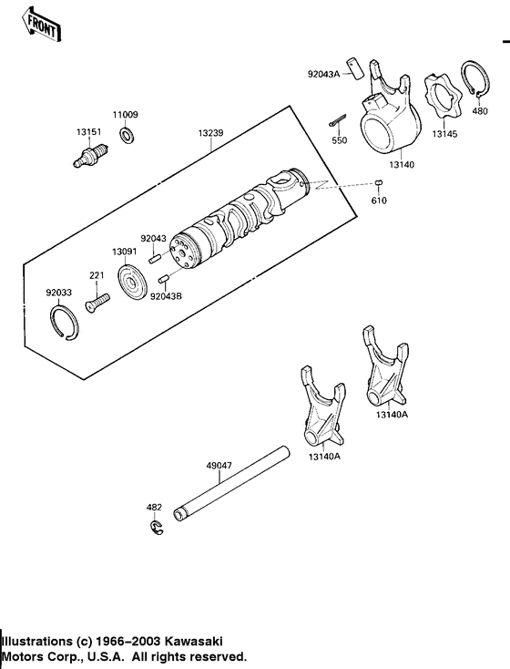 Gear change drum/shift fork
