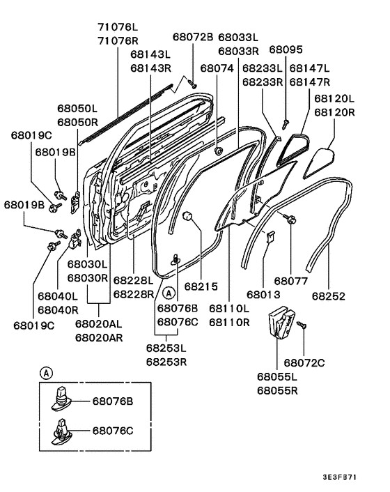 Rear door panel & glass