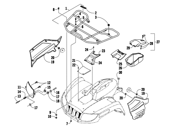 Front rack and headlight assemblies