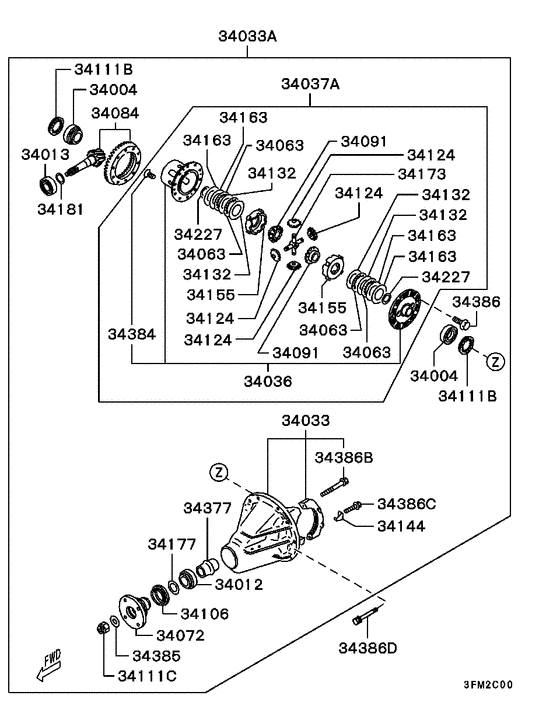 Rear axle differential