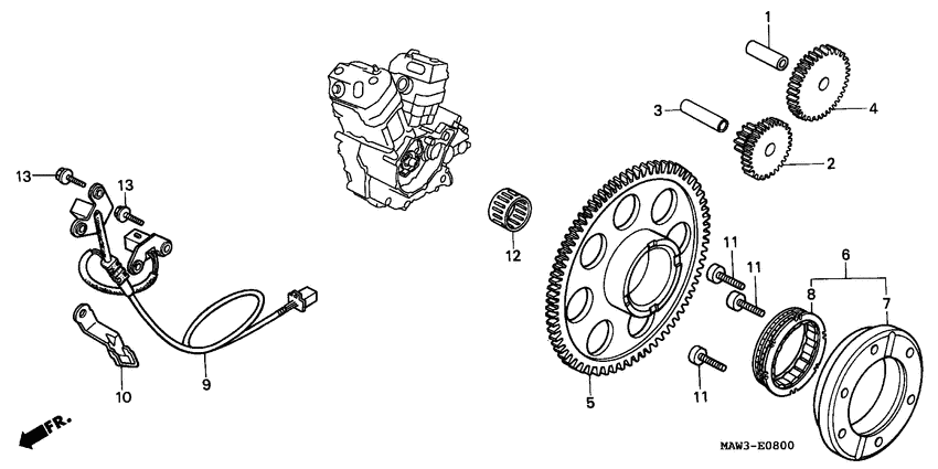 Pulse generator/ starting clutch