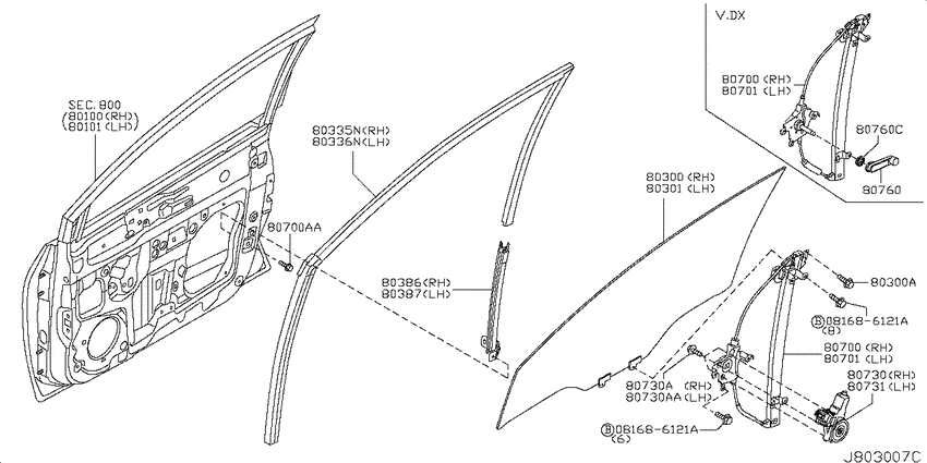 Front door window & regulator