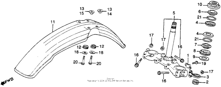 Steering stem + front fender