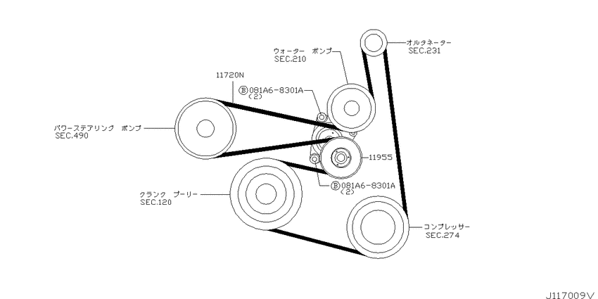 Fan,compressor & power steering belt