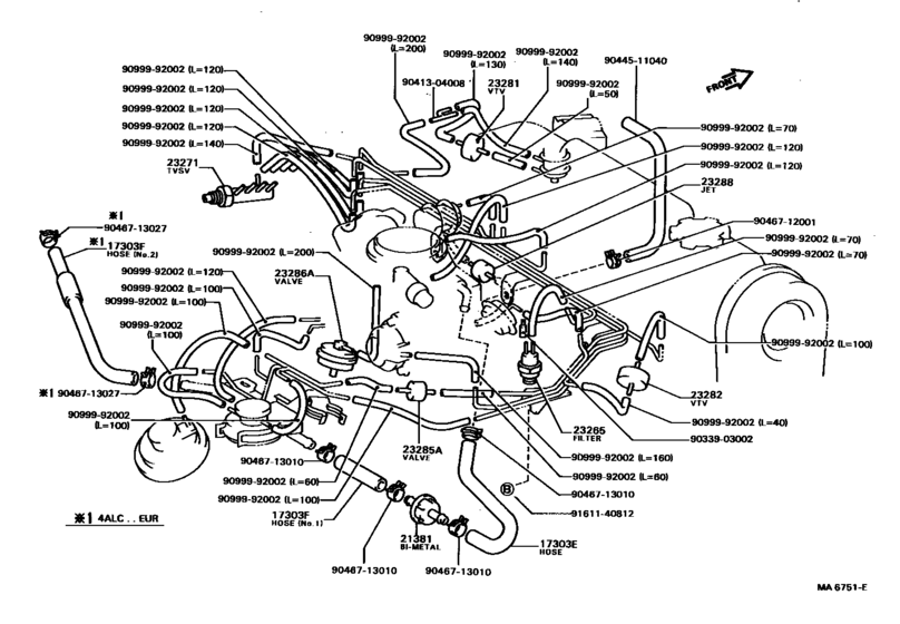 Vacuum Piping for 1984 - 1988 Toyota COROLLA AE80 | General sales ...