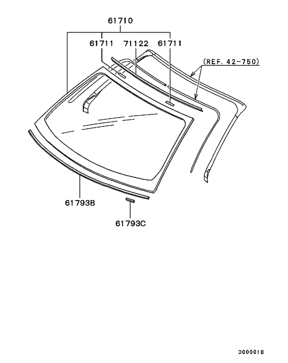 Windshield glass & moulding