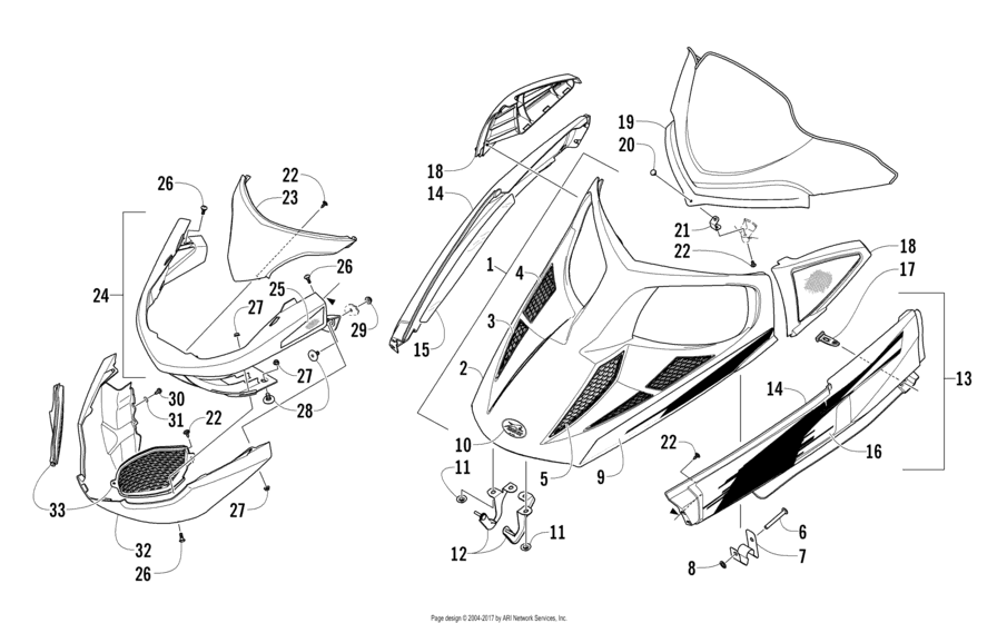 Hood, Windshield, And Front Bumper Assembly