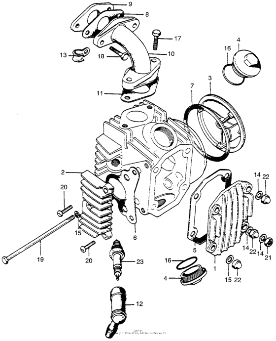 Cylinder head cover + inletpipe + spark plug