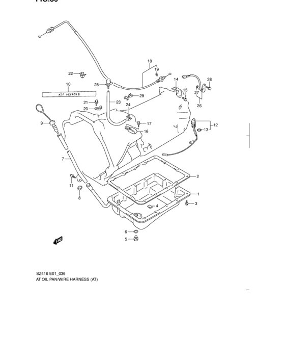 At oil pan and wire harness