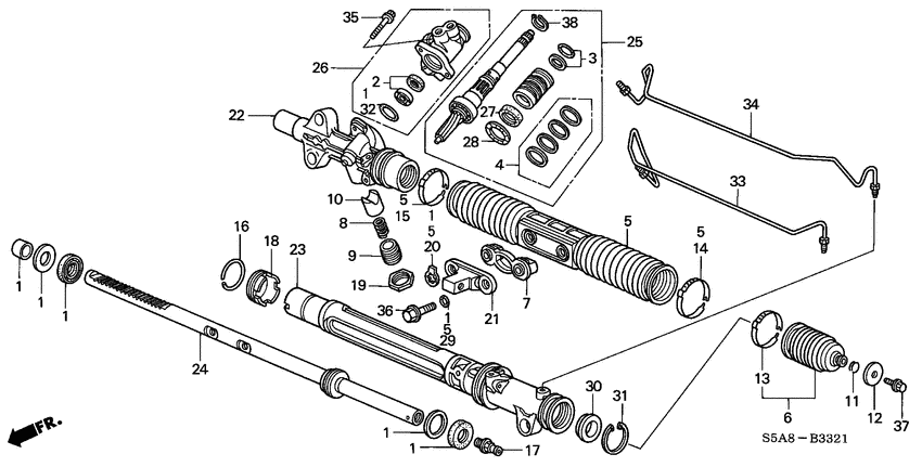 Power steering gear box components