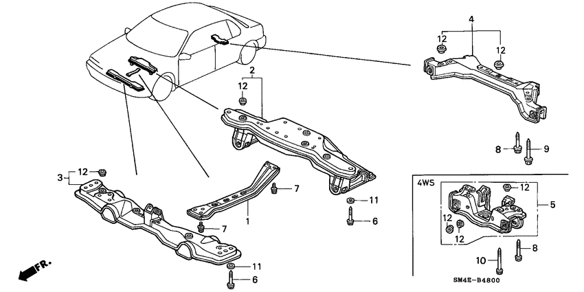 Front beam/rear beam