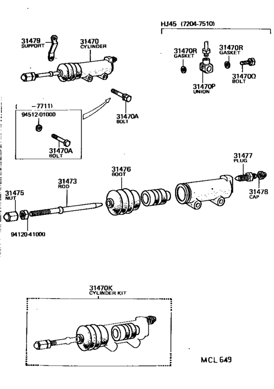 Clutch Release Cylinder for 1979 1980 Toyota LAND CRUISER HJ45