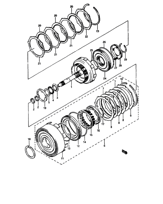 At input shaft and clutch