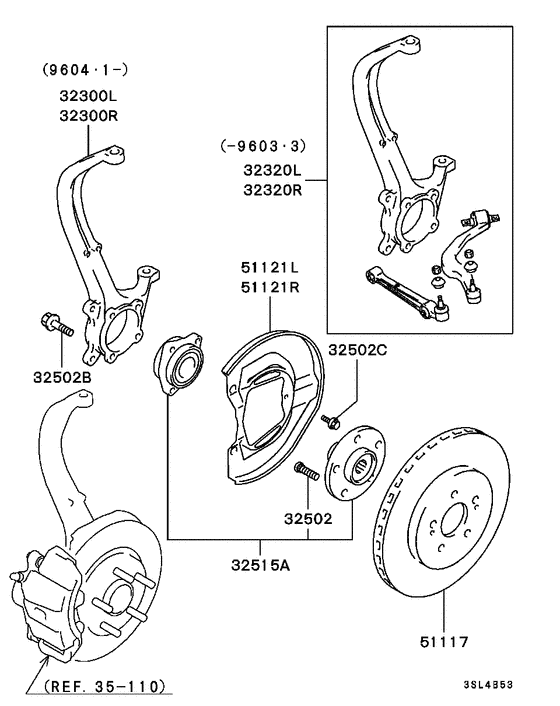 Front axle hub & drum