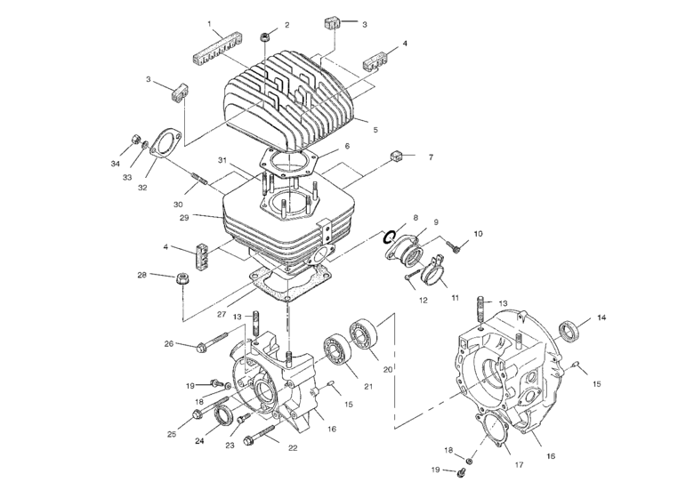 Crankcase and cylinder