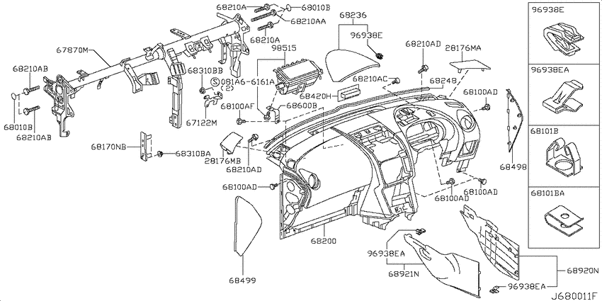 Instrument panel, pad & cluster lid