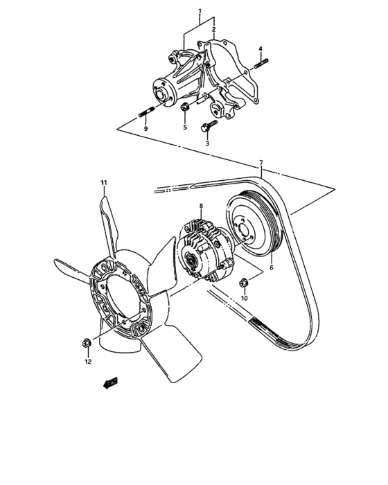 Water pump and cooling fan