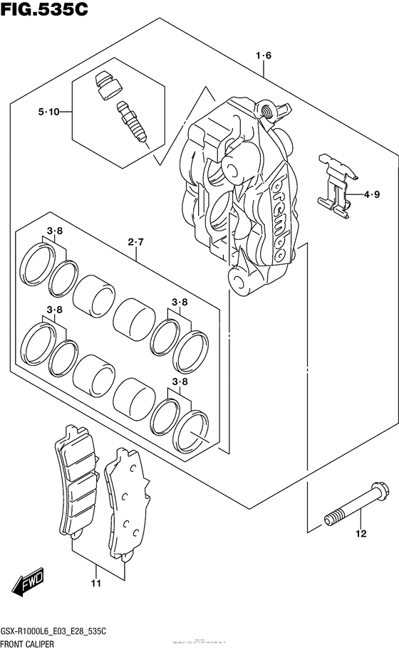 Передний тормозной суппорт (Gsx-R1000L6 E33)