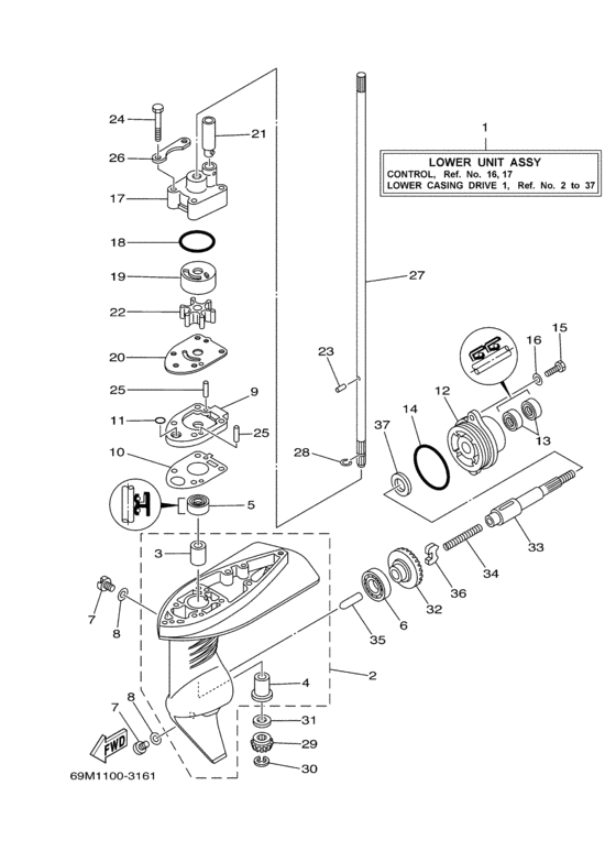 Lower casing drive