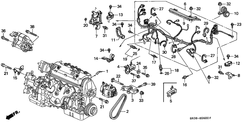 Engine wire harness/clamp