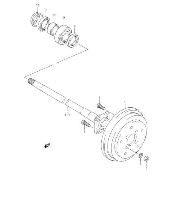 Rear axle and brake drum