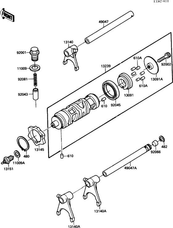 Gear change drum/shift fork(s)