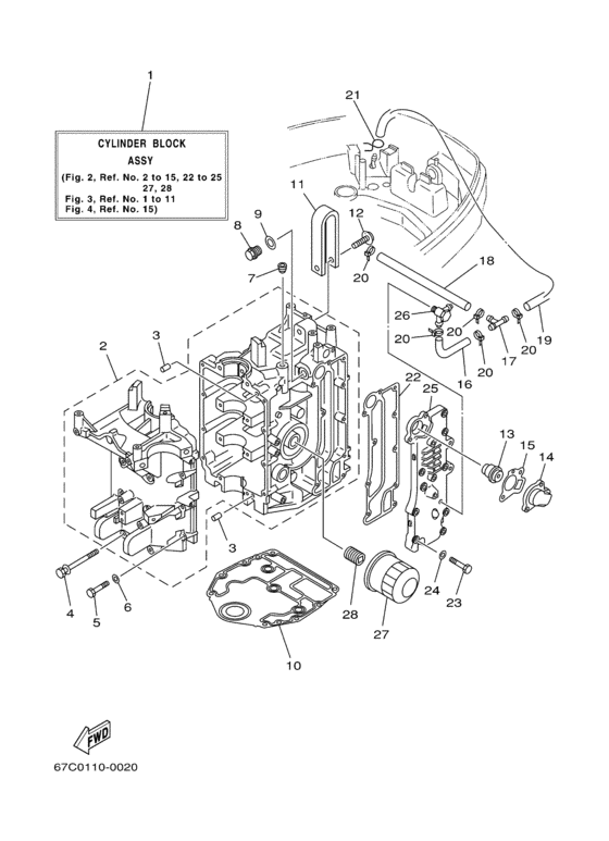 Cylinder crankcase for 2001 Yamaha F40 | U.S.A. sales region