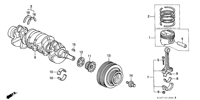 Piston/crankshaft