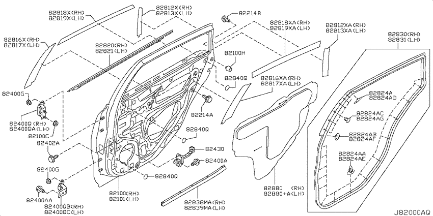 Rear door panel & fitting