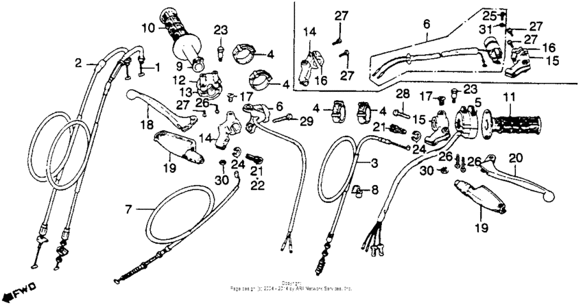 Handle switch + lever + cable