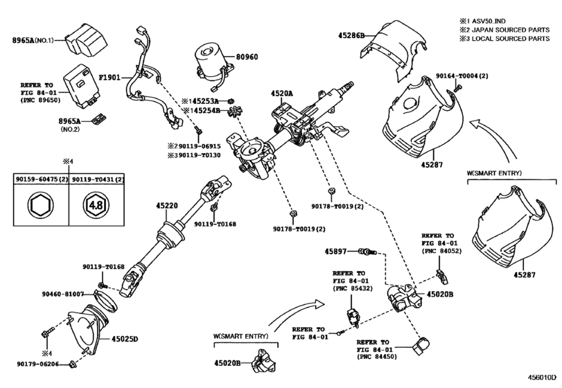 Steering Column & Shaft for 2015 2018 Toyota CAMRY/ VISTA/ AURION