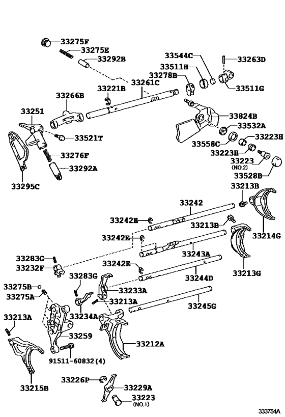 Gear Shift Fork & Lever Shaft (Mtm)