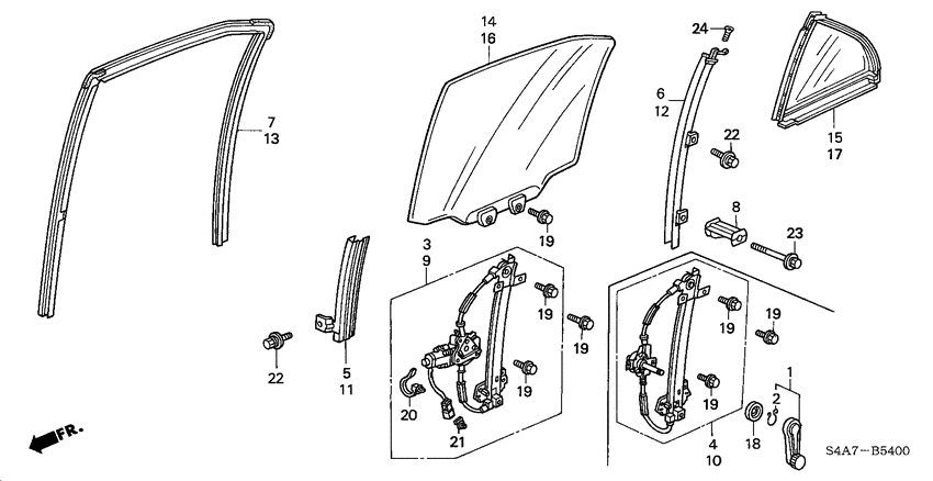 Rear door windows/ regulator