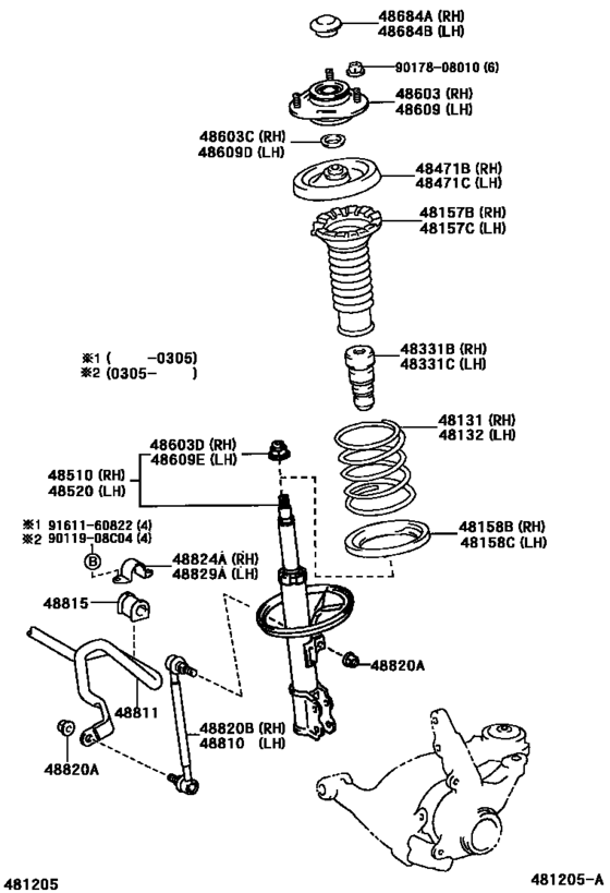 Front Spring & Shock Absorber for 2000 - 2006 Toyota COROLLA AXIO ...