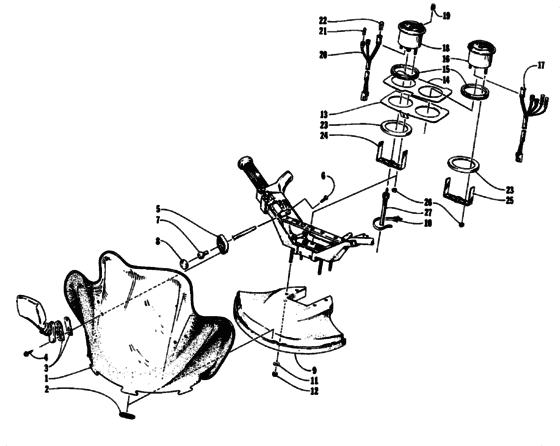 Windshield, fairing, and instruments
