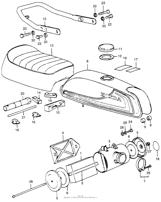Fuel tank + seat + air cleaner
