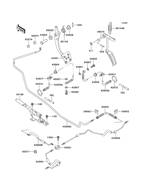 Brake pedal/throttle lever