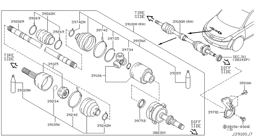 Front drive shaft (ff)